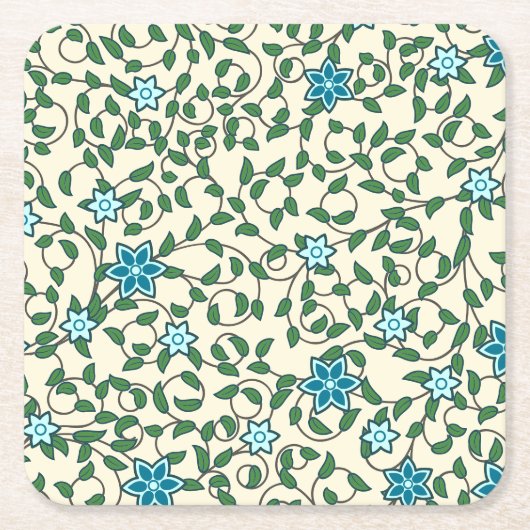 Seamless floral pattern on beige background rechteckiger pappuntersetzer (Vorderseite)