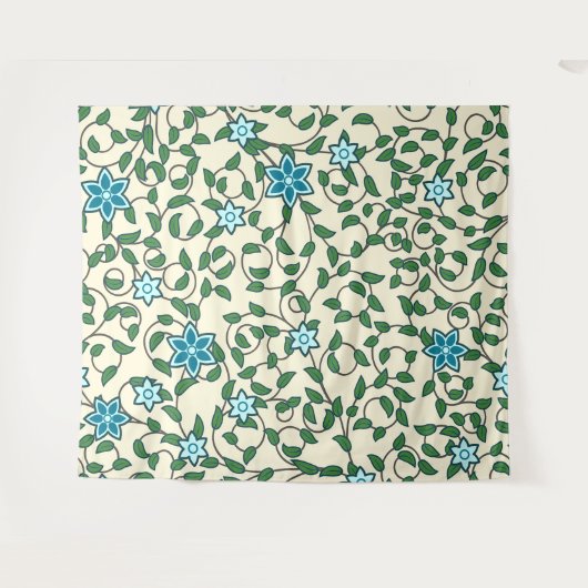 Seamless floral pattern on beige background wandteppich (Vorderseite (Horizontal))