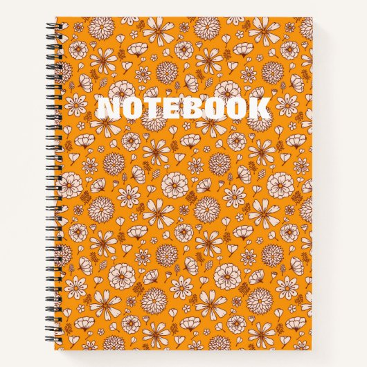 Seamless Floral pattern orange Notizblock (Vorderseite)