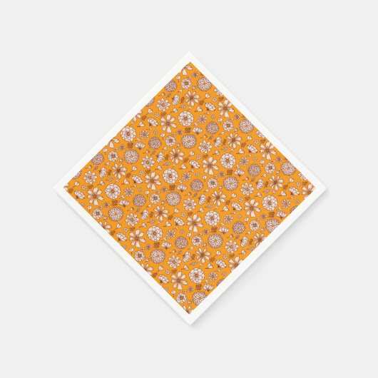 Seamless Floral pattern orange Serviette (Ecke)