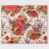 Seamless floral pattern roses with chrysanthemum a geschenkpapier (Flach)