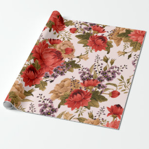 Seamless floral pattern roses with chrysanthemum a geschenkpapier