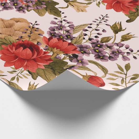 Seamless floral pattern roses with chrysanthemum a geschenkpapier (Ecke)