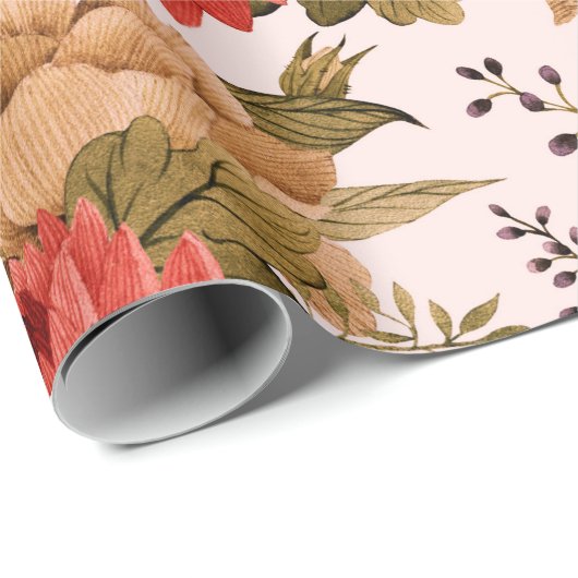 Seamless floral pattern roses with chrysanthemum a geschenkpapier (Rolleneckpunkt)