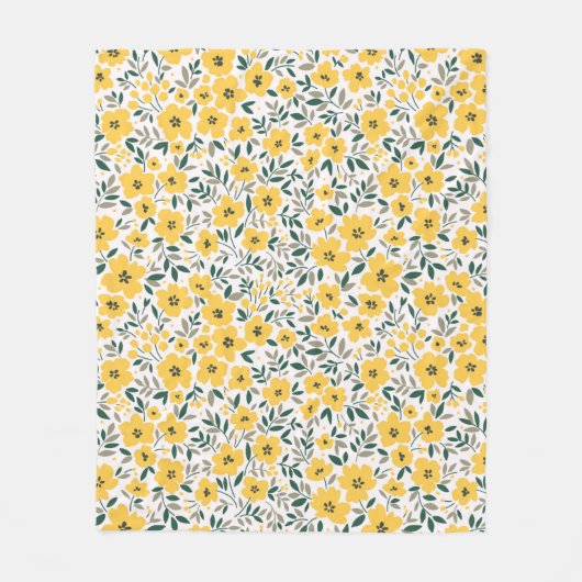 Seamless floral pattern, Small yellow flowers. Wh Fleecedecke (Vorderseite)