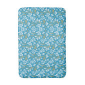 Seamless Floral Pattern: White and Gold on Blue Badematte (Vorderseite Vertikal)