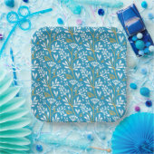 Seamless Floral Pattern: White and Gold on Blue Pappteller (Party)