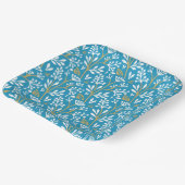 Seamless Floral Pattern: White and Gold on Blue Pappteller (Gewinkelt)