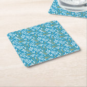 Seamless Floral Pattern: White and Gold on Blue Rechteckiger Pappuntersetzer (angewinkelt)