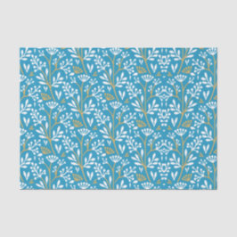 Seamless Floral Pattern: White and Gold on Blue Seidenpapier