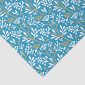 Seamless Floral Pattern: White and Gold on Blue Seidenpapier (Ausschnitt)
