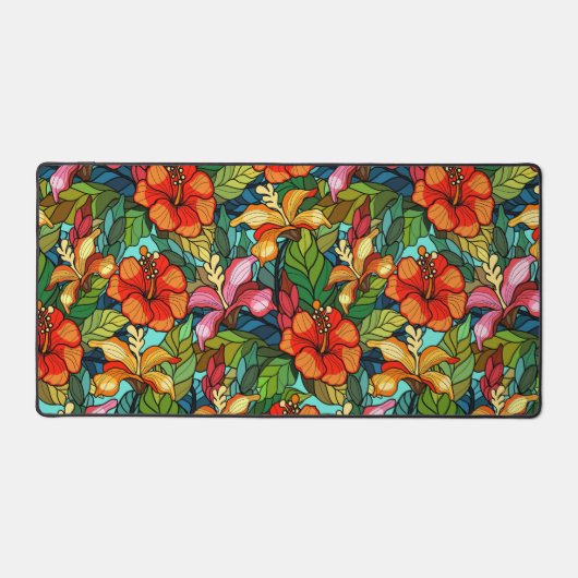 Seamless floral pattern with hibiscus flowers schreibtischunterlage (Vorderseite)