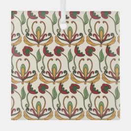 Seamless floral pattern with red and yellow  ornament aus glas