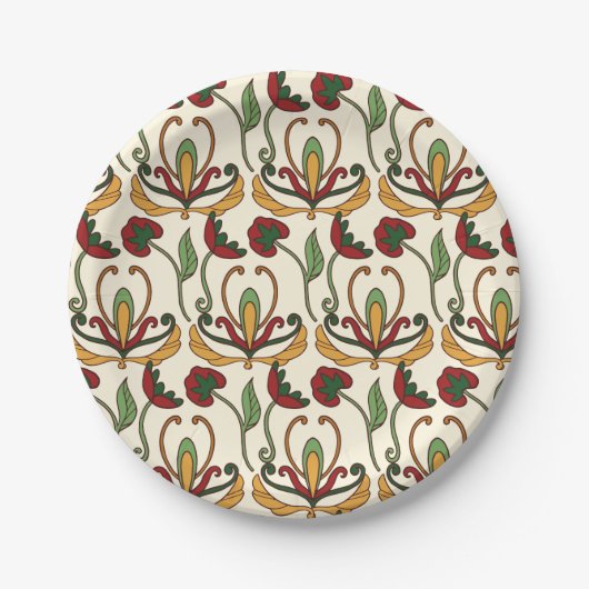 Seamless floral pattern with red and yellow  pappteller (Vorderseite)