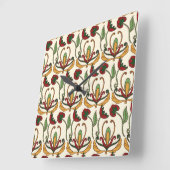 Seamless floral pattern with red and yellow  quadratische wanduhr (Winkel)