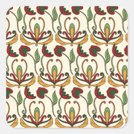 Seamless floral pattern with red and yellow  quadratischer aufkleber