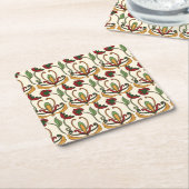 Seamless floral pattern with red and yellow  rechteckiger pappuntersetzer (angewinkelt)