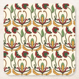 Seamless floral pattern with red and yellow  rechteckiger pappuntersetzer