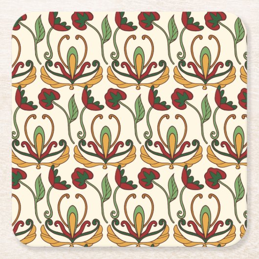 Seamless floral pattern with red and yellow  rechteckiger pappuntersetzer (Vorderseite)
