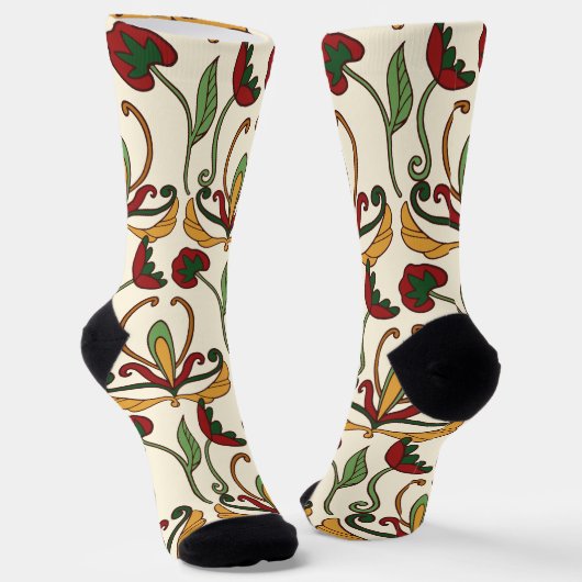 Seamless floral pattern with red and yellow  socken (Gewinkelt)