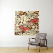 Seamless Floral Pattern With Red Flowers Wandteppich (Beispiel)