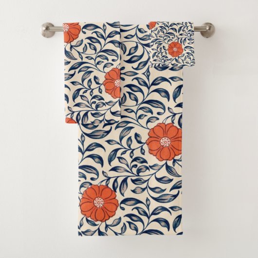 Seamless floral pattern with vibrant orange flower badhandtuch set (Insitu)