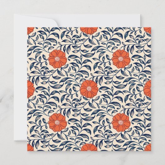 Seamless floral pattern with vibrant orange flower dankeskarte (Vorderseite)