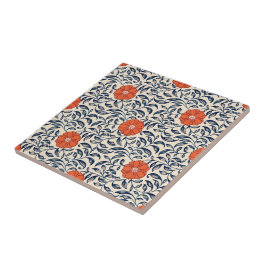 Seamless floral pattern with vibrant orange flower fliese