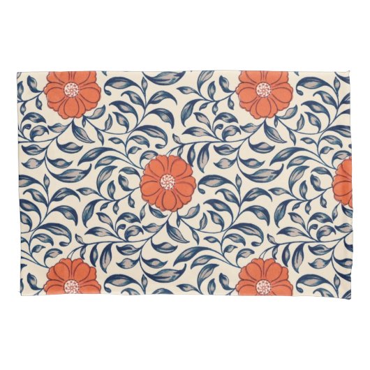 Seamless floral pattern with vibrant orange flower kissenbezug (Vorderseite-Links)