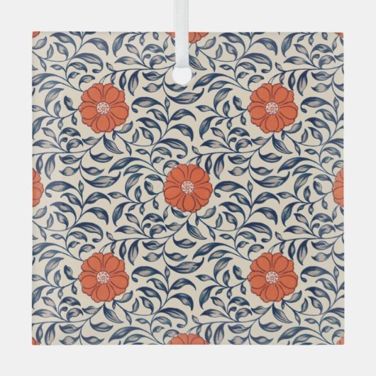 Seamless floral pattern with vibrant orange flower ornament aus glas (Vorderseite)