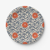 Seamless floral pattern with vibrant orange flower pappteller (Vorderseite)