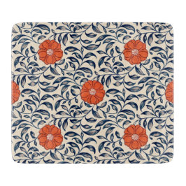 Seamless floral pattern with vibrant orange flower schneidebrett