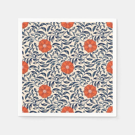Seamless floral pattern with vibrant orange flower serviette (Vorderseite)