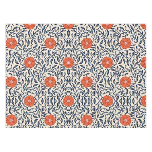 Seamless floral pattern with vibrant orange flower tischdecke (Vorderseite (Horizontal))
