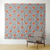 Seamless floral pattern with vibrant orange flower wandteppich (Beispiel (Horizontal))