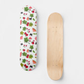 Seamless Fresh Fruits Berries Wasserfarbe Skateboard (Vorderseite)
