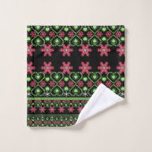 Seamless Frohe Weihnachts-Zierschneeflocke hören Badhandtuch Set (Waschlappen)