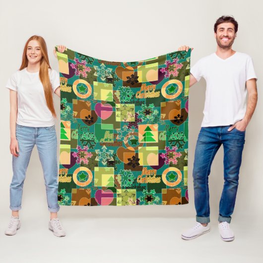 Seamless Fröhliche Weihnachten Schneeflocke dunkel Fleecedecke (Beispiel)