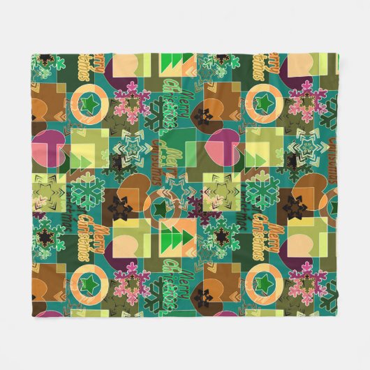 Seamless Fröhliche Weihnachten Schneeflocke dunkel Fleecedecke (Vorderseite (Horizontal))