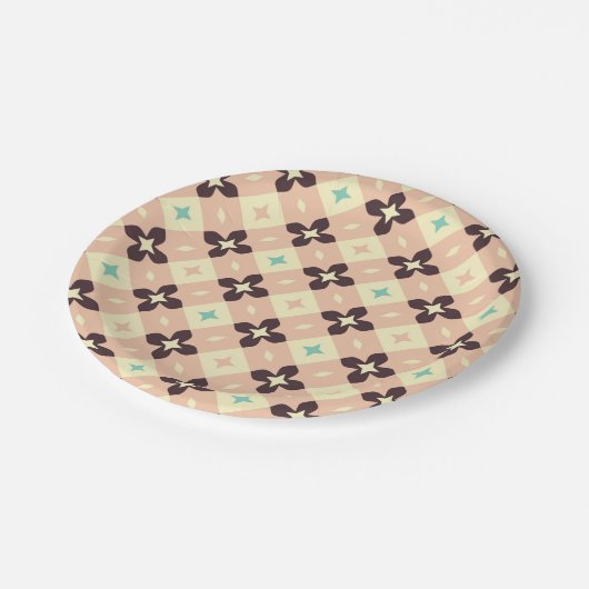 Seamless geometric floral  pattern pappteller (Schrägansicht)