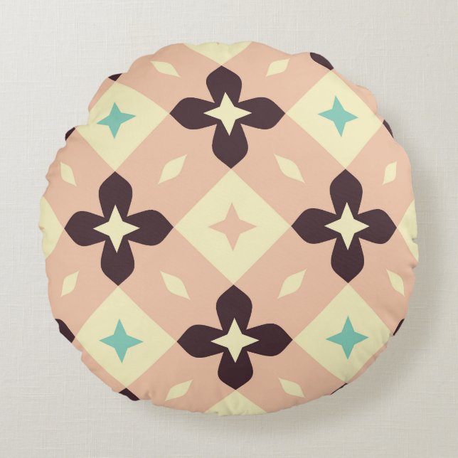 Seamless geometric floral  pattern rundes kissen (Vorderseite)