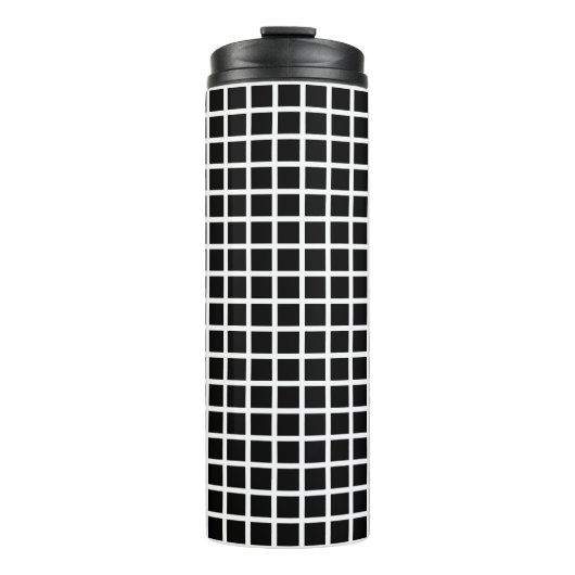 Seamless geometric pattern. Black square on white  Thermosbecher (Vorderseite)