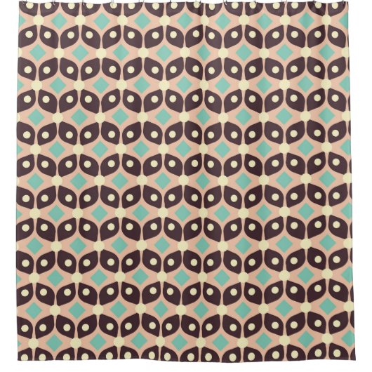 Seamless geometric pattern in dark brown leaf  duschvorhang (Vorderseite)