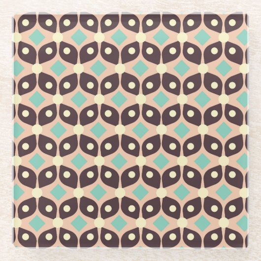 Seamless geometric pattern in dark brown leaf  glasuntersetzer (Vorderseite)