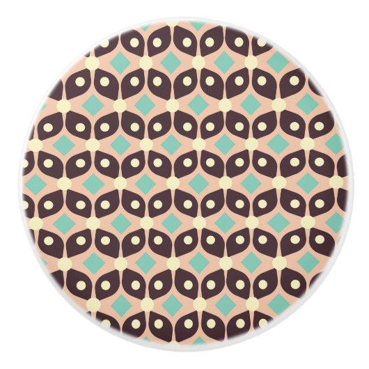 Seamless geometric pattern in dark brown leaf keramikknauf (Vorderseite)