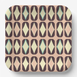 Seamless geometric pattern in dark brown leaf  pappteller