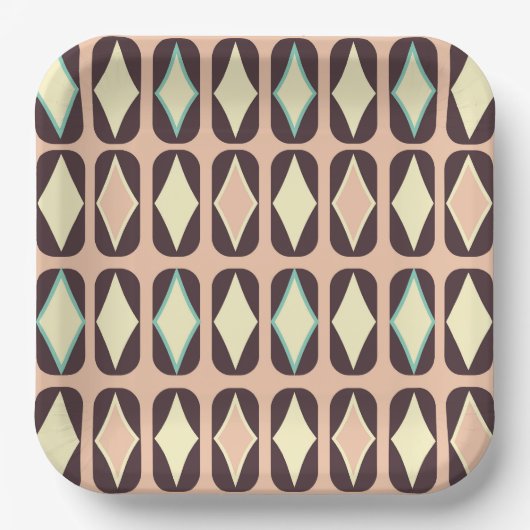 Seamless geometric pattern in dark brown leaf  pappteller (Vorderseite)