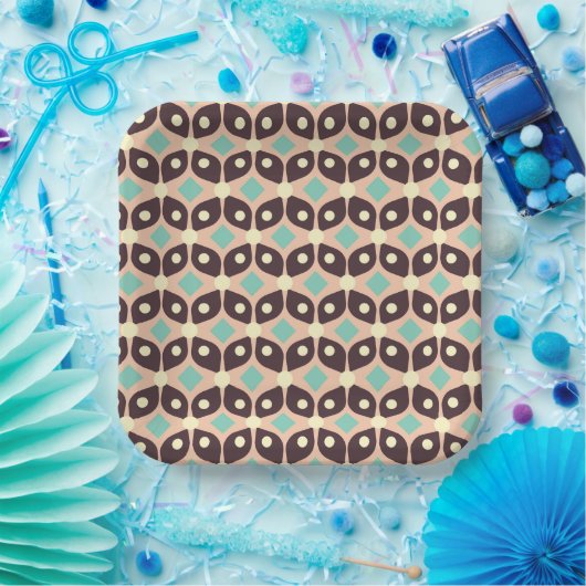 Seamless geometric pattern in dark brown leaf  pappteller (Party)