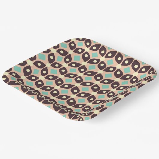 Seamless geometric pattern in dark brown leaf  pappteller (Gewinkelt)