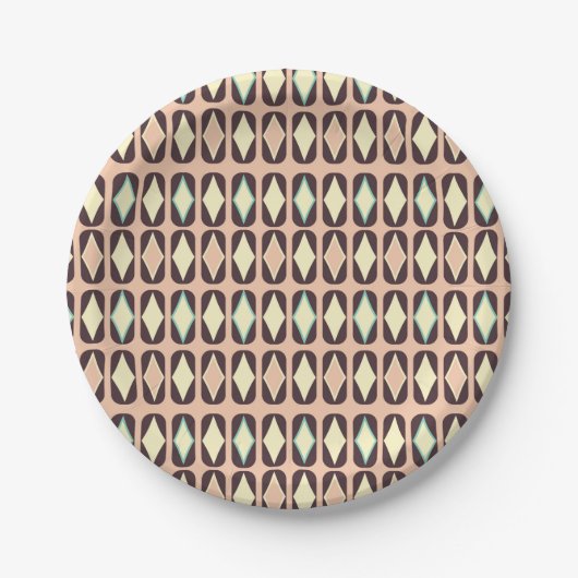 Seamless geometric pattern in dark brown leaf  pappteller (Vorderseite)